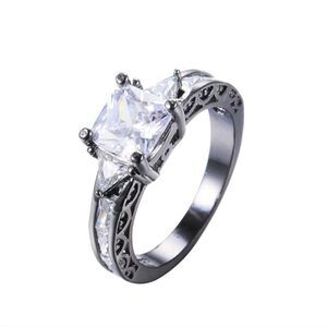 Size 9 Square Cut White Zircon Princess Style Ring for special gift New